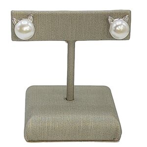 925 Sterling Silver 7mm White Cultured Freshwater Pearl Stud Earrings Cat Shaped